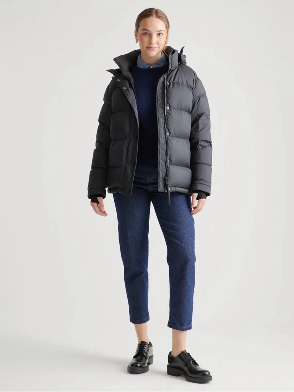 Quince Medium Black Responsible Down Puffer Jacket READ - Picture 3 of 9